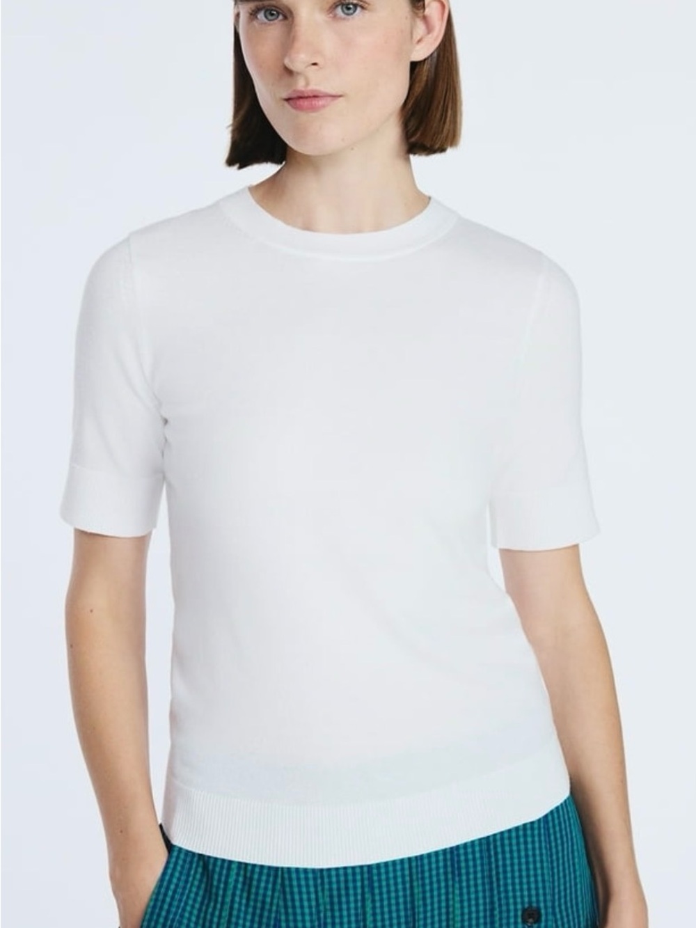 Free Assembly White Short-Sleeve Knit Tee